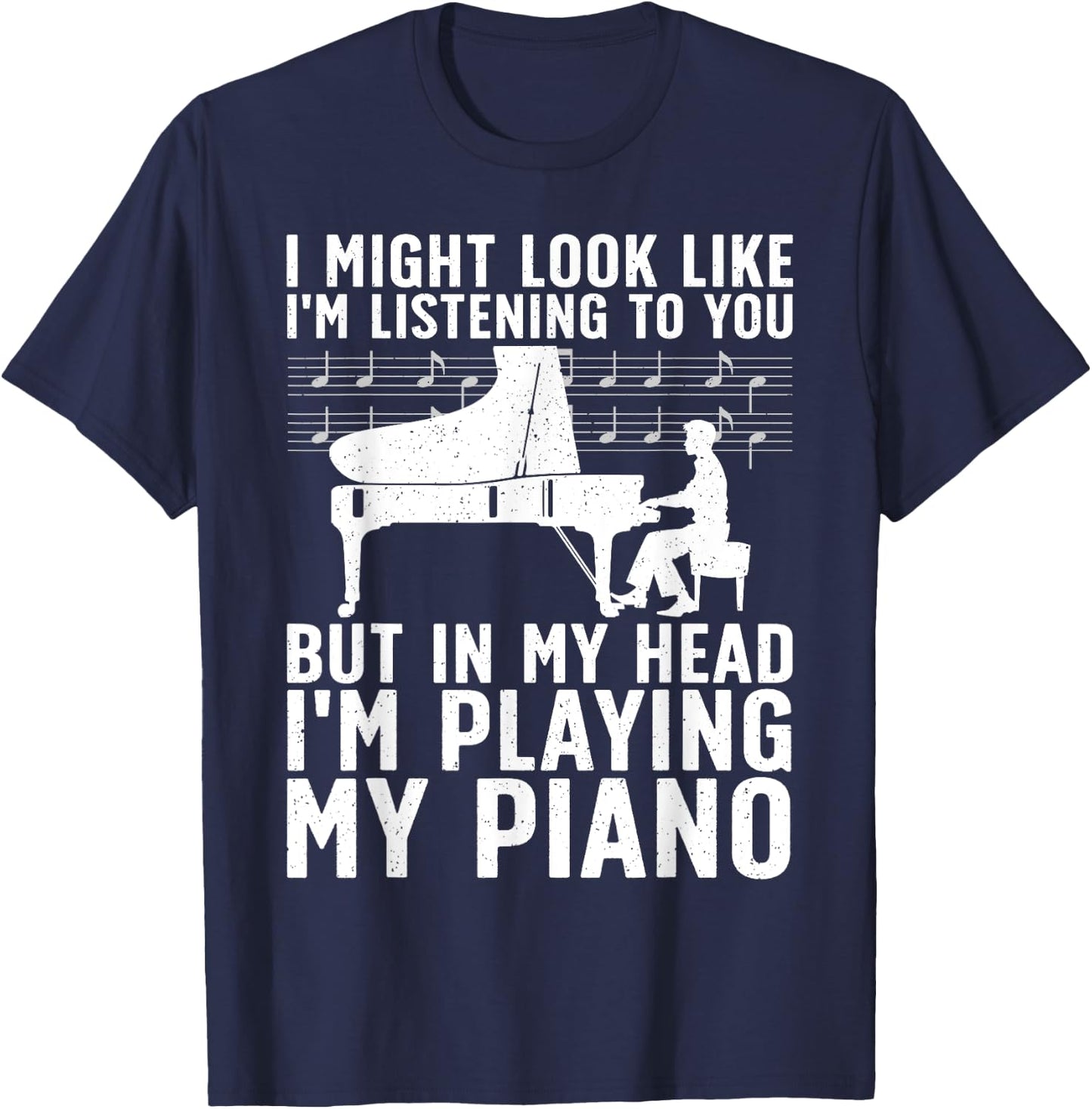 Funny Piano Art Women Music Keyboard Piano Lovers T-Shirt - T-Shirt | Navy