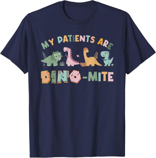 My Patients Are Dino-Mite Child Life Specialists Dinosaur T-Shirt - T-Shirt | Navy