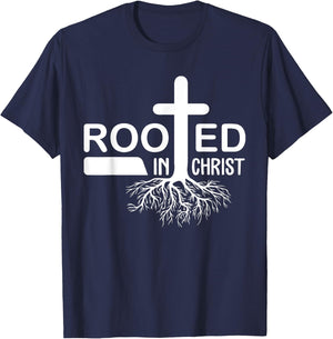 Rooted in Christ Faith in Jesus Christian Gifts T-Shirt - T-Shirt | Navy