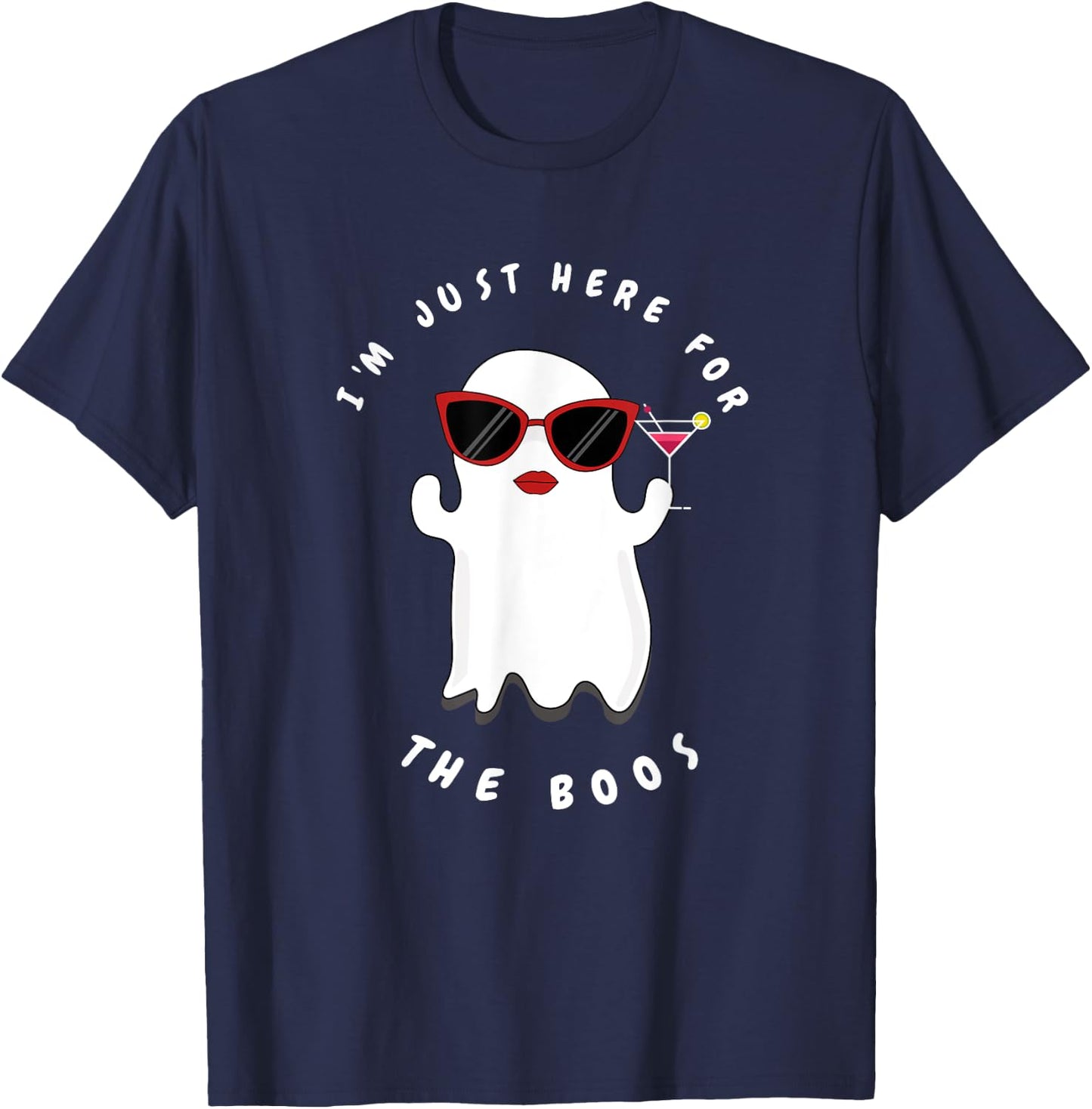I'm Just Here For The Boos Women Funny Halloween Ghost T-Shirt - T-Shirt | Navy