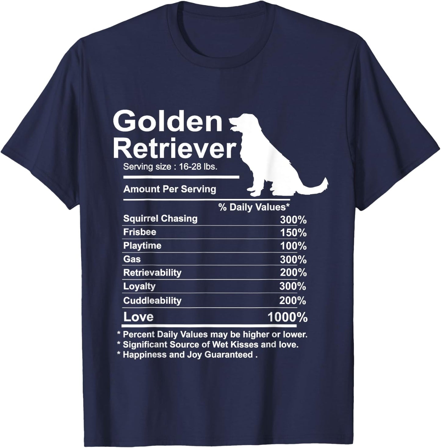 Funny Golden Retriever Facts Nutrition Gift Mother T-Shirt - T-Shirt | Navy