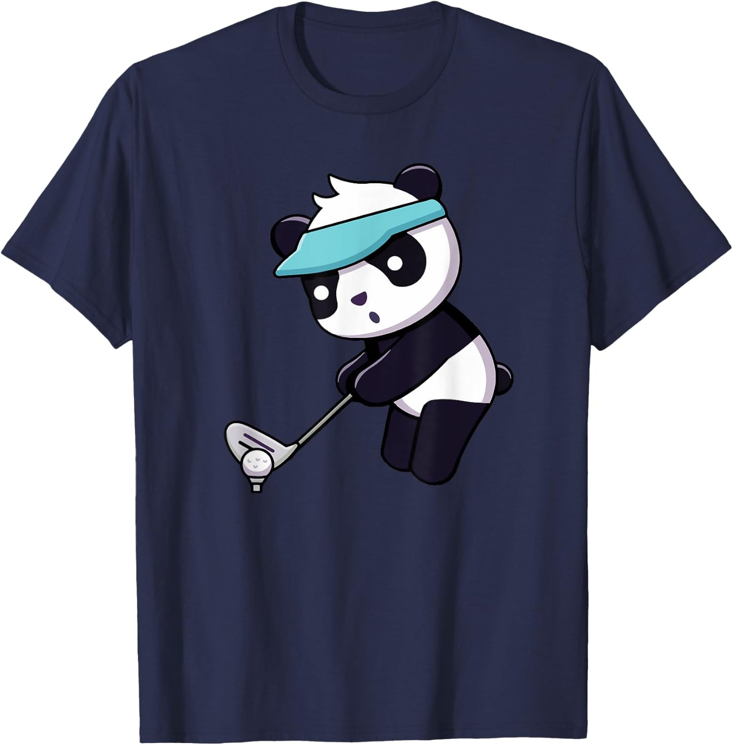 Panda Playing Golf Funny Animal Golfer Panda Bear Golfing T-Shirt - T-Shirt | Navy