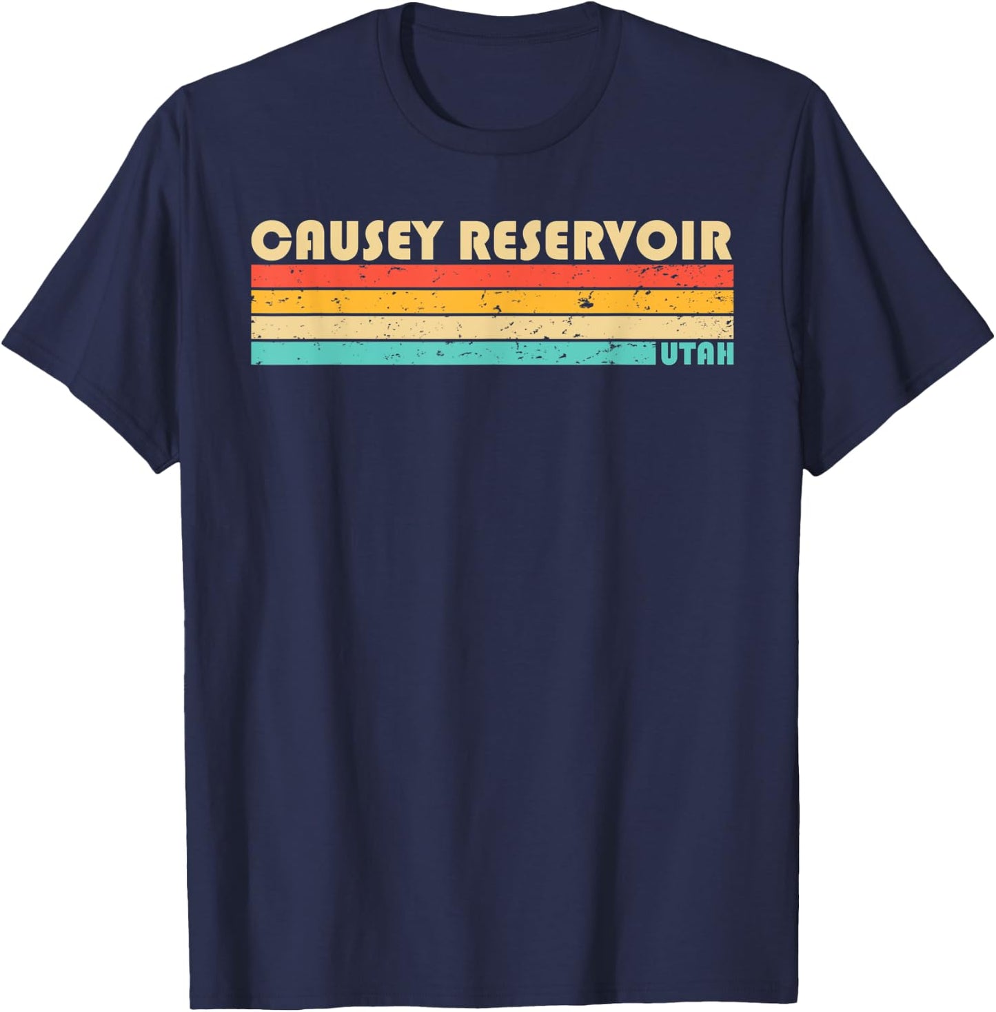 CAUSEY RESERVOIR UTAH Funny Fishing Camping Summer T-Shirt - T-Shirt | Navy