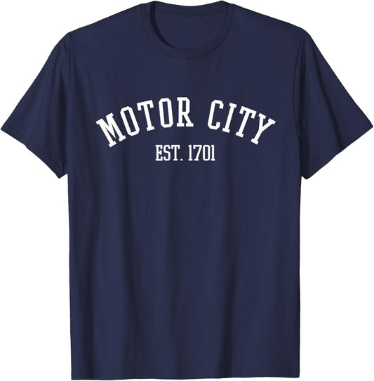 Motor City Est. 1701 Vintage Detroit T-Shirt - T-Shirt | Navy