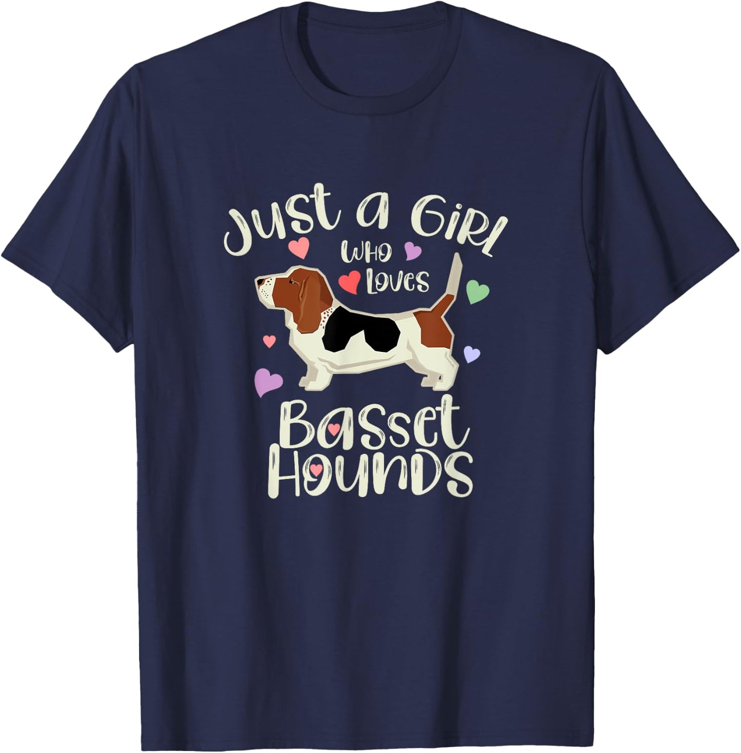 Just a Girl Who Loves Basset Hounds T-Shirt - T-Shirt | Navy