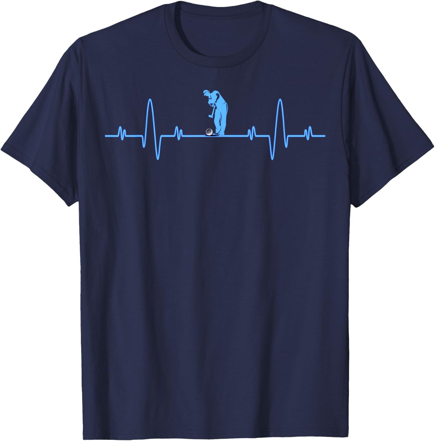 Funny Golf Heartbeat Shirt - Golfers Men Women Gifts Cool T-Shirt - T-Shirt | Navy