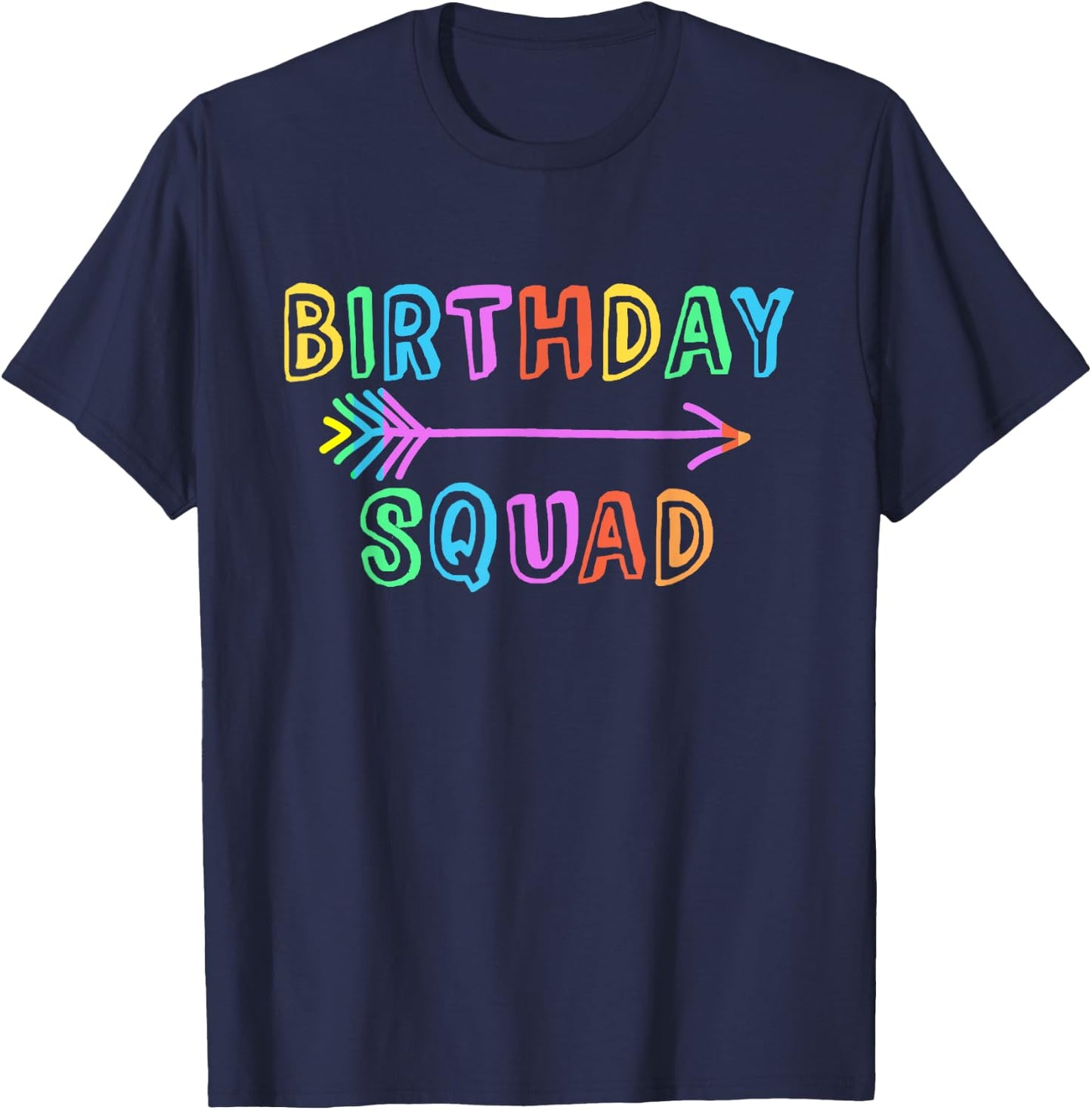 Colorful Kids Mom Dad Crew Matching Siblings Birthday Squad T-Shirt - T-Shirt | Navy