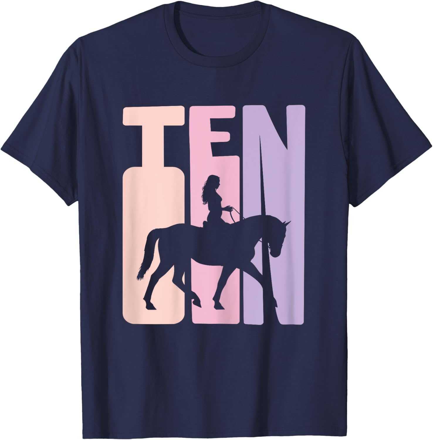 10th Birthday Gift Horse Rider Fan 10 Years Girls T-Shirt - T-Shirt | Navy