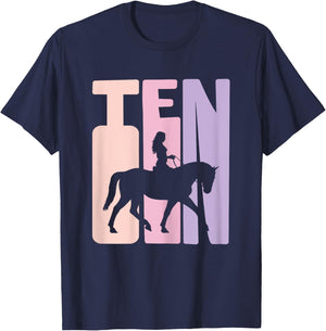10th Birthday Gift Horse Rider Fan 10 Years Girls T-Shirt - T-Shirt | Navy