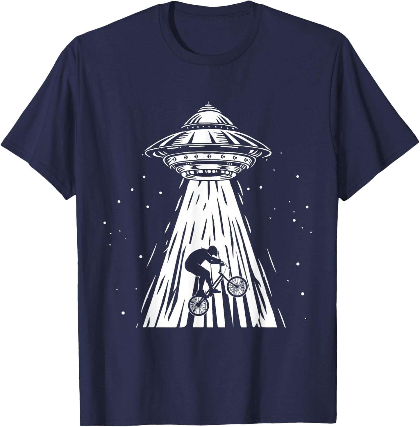 Funny Cycling bmx Alien Ufo Biker Abduction T-Shirt - T-Shirt | Navy