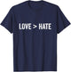 Love Is Greater Than Hate | Love > Hate | Love greater Hate T-Shirt - T-Shirt | Navy