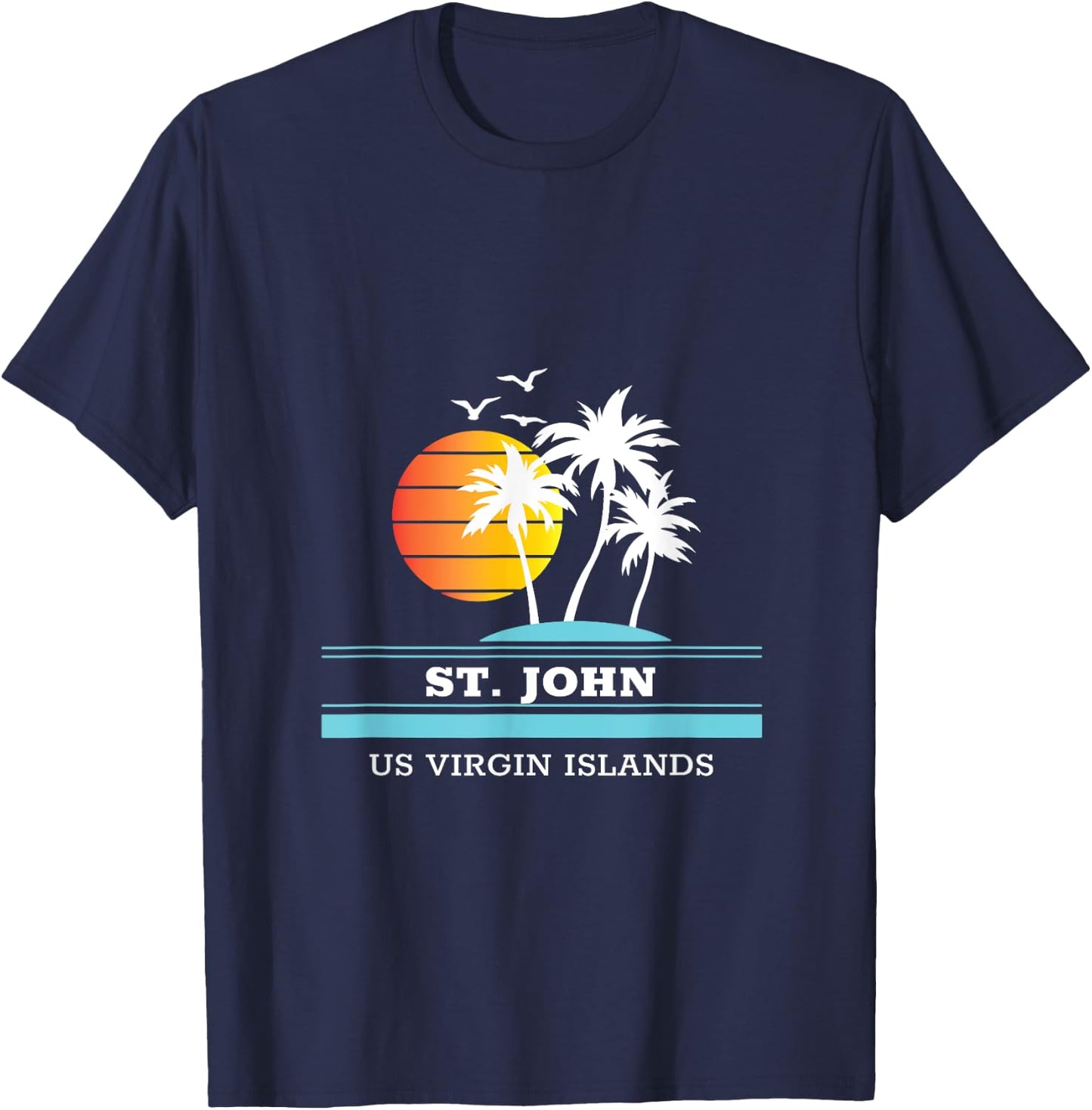 St. John Sunset Original Virgin Islands Beach Novelty Art T-Shirt - T-Shirt | Navy