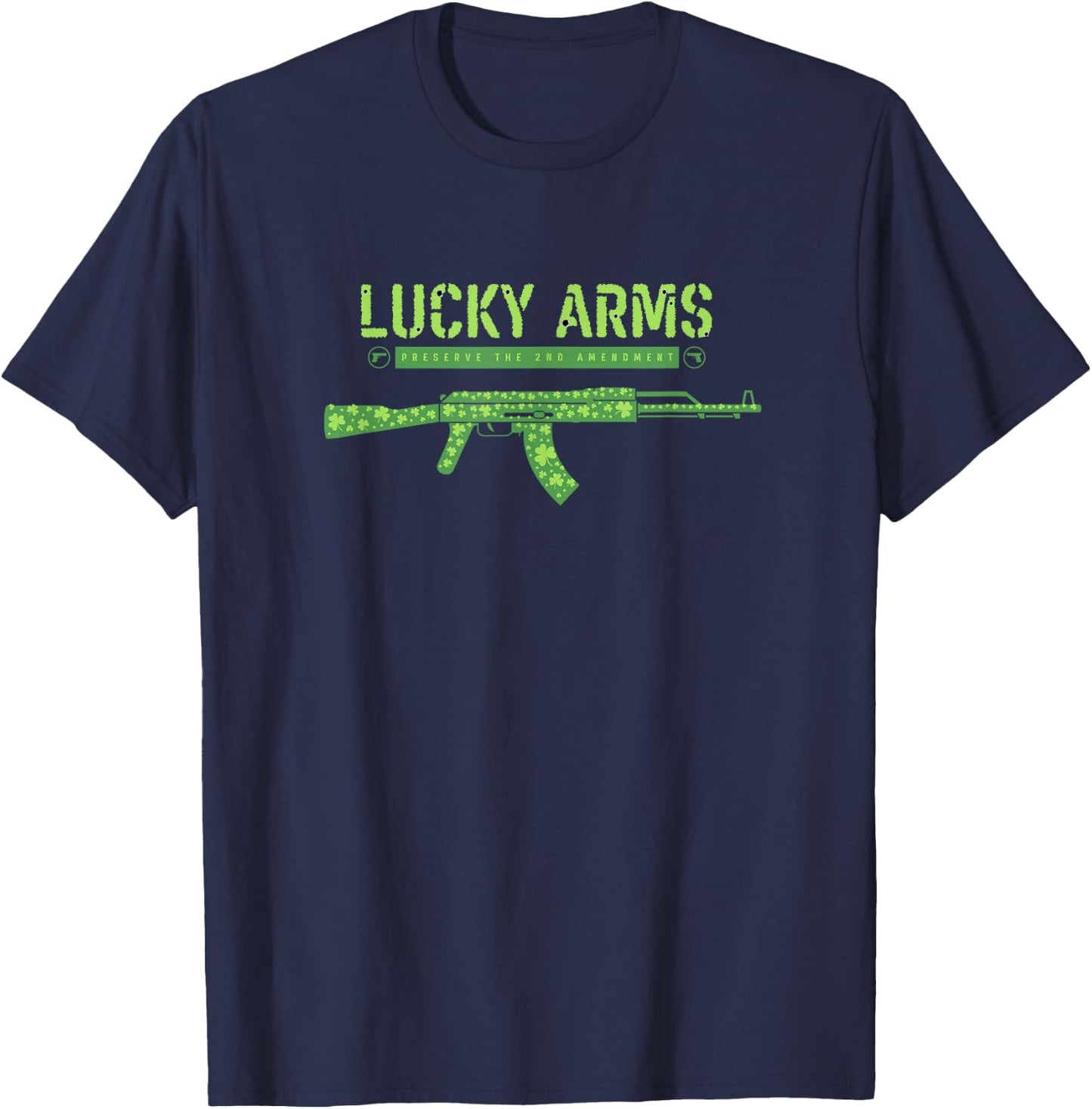Lucky Arms Shamrock St. Patrick's Day 2nd Amendment T-Shirt - T-Shirt | Navy