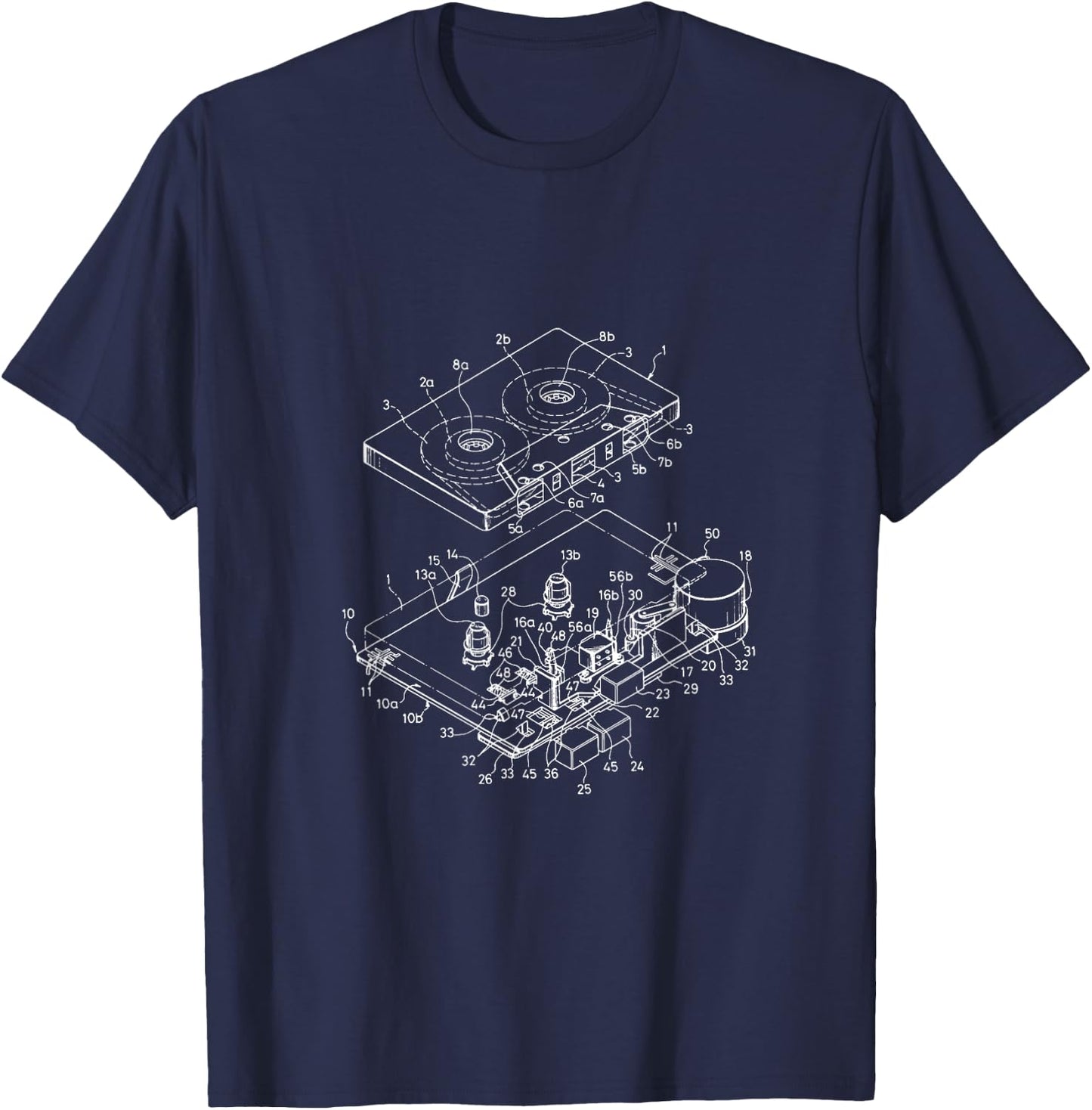 Cassette Tapes Mixtapes Drawing Schematic, 1980s Costume T-Shirt - T-Shirt | Navy
