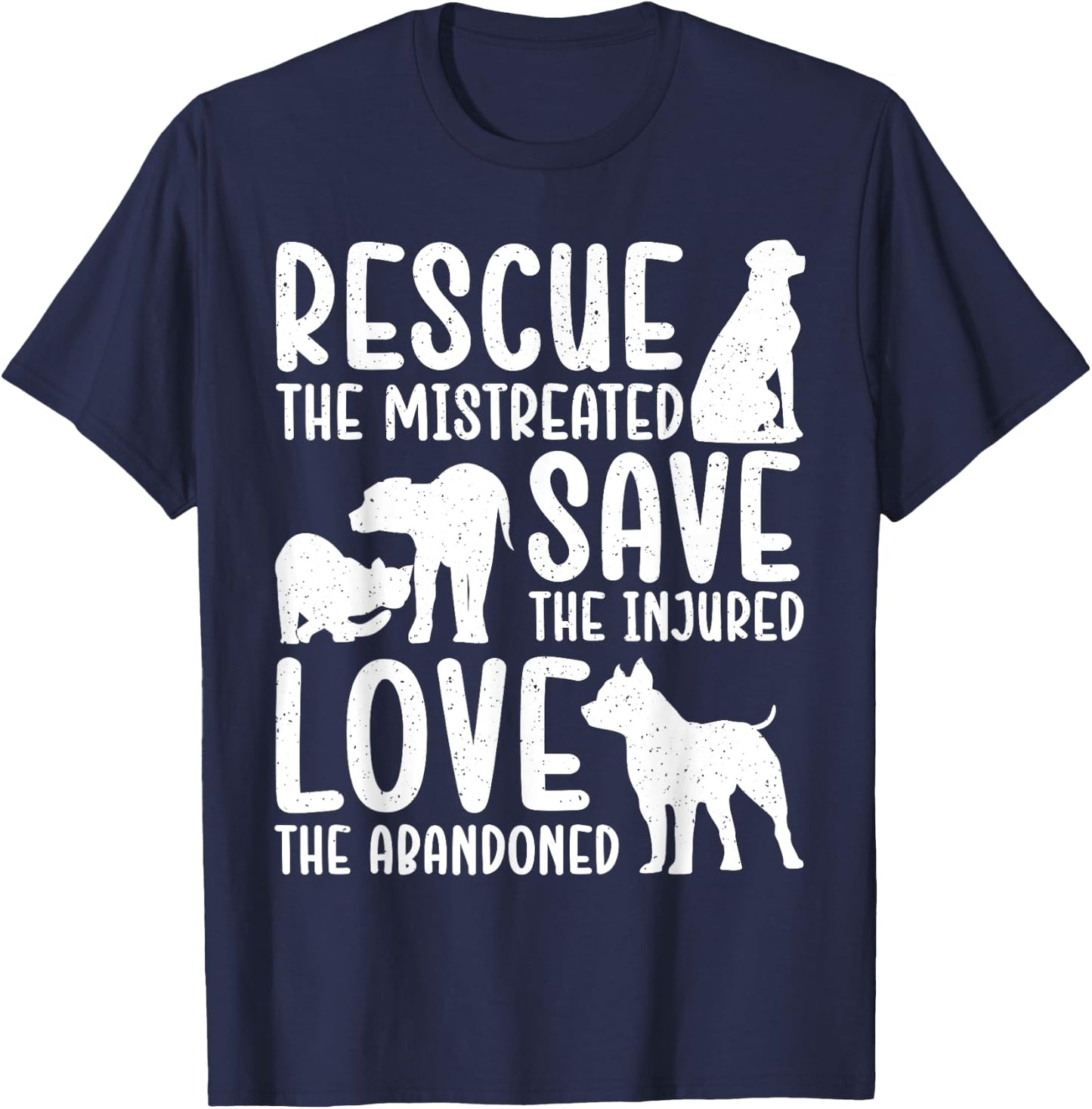 Best Animal Rescue Art Women Kids Dog Cat Pet Lovers T-Shirt - T-Shirt | Navy