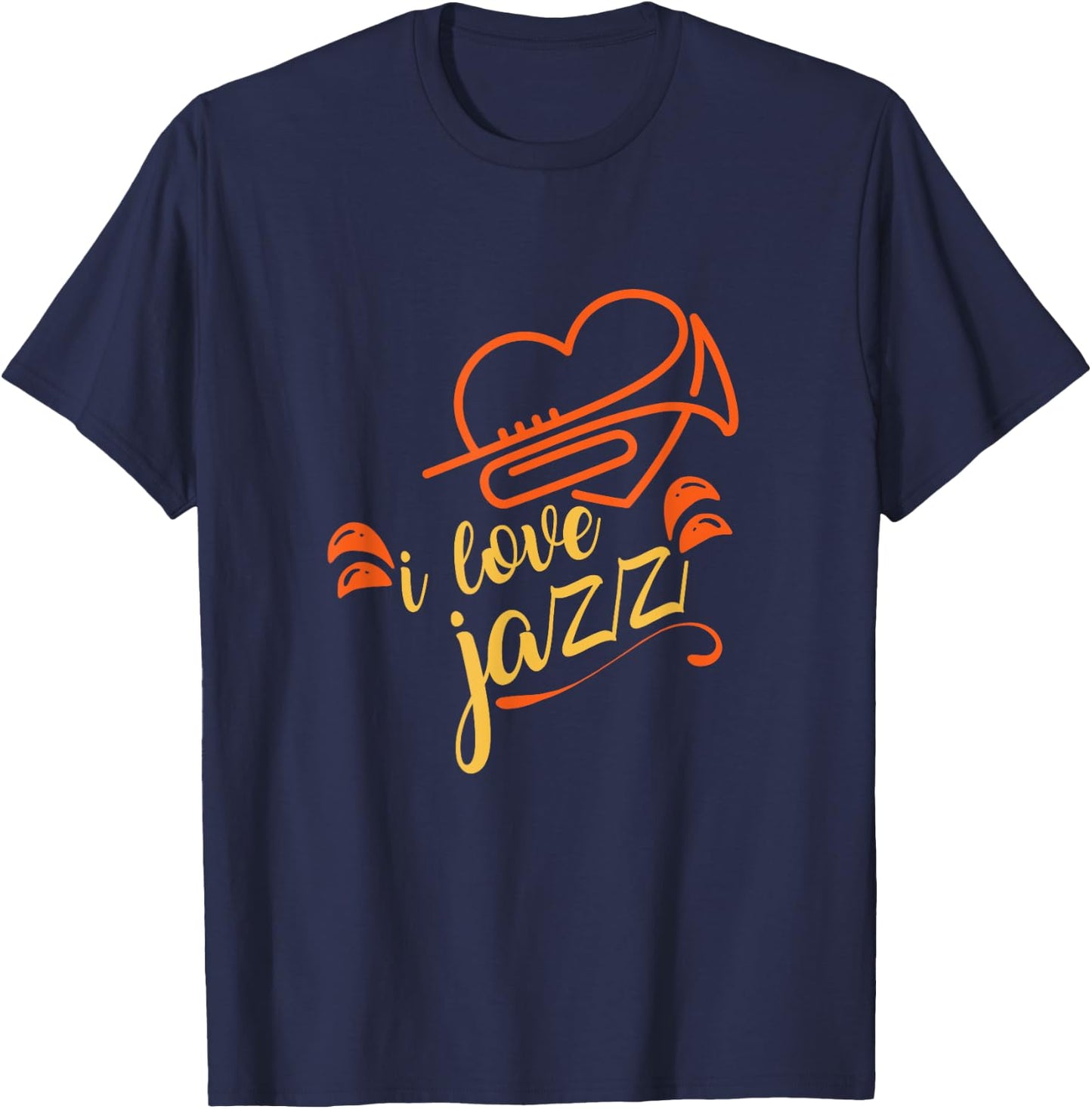 Cute I Love Jazz Heart Trumpet Jazz Music Lovers gift T-Shirt - T-Shirt | Navy