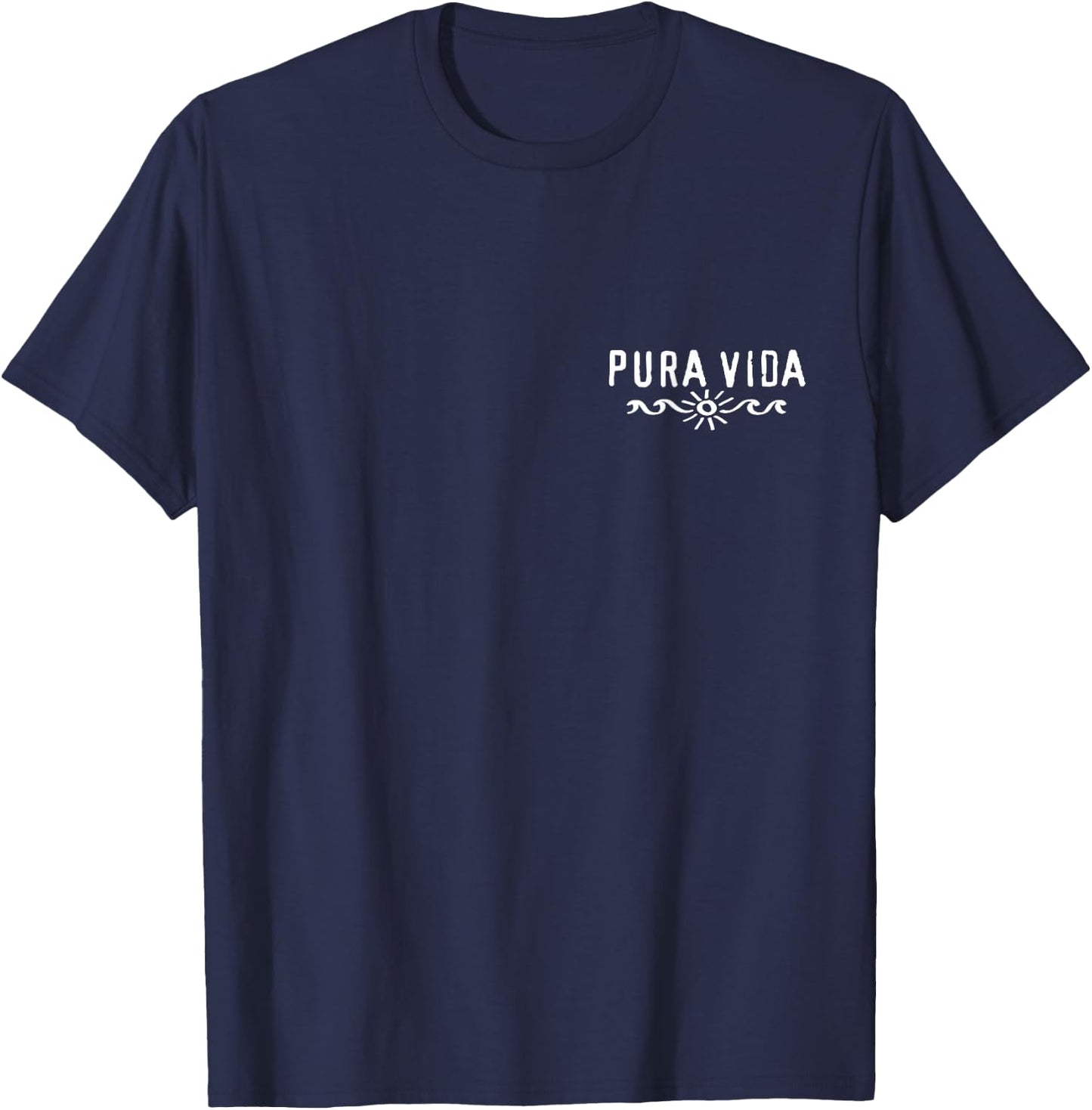 Pura Vida, Costa Rica, Wave, Sun, Happiness, Satisfaction T-Shirt - T-Shirt | Navy