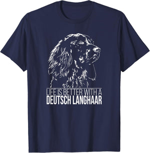 Proud Deutsch Langhaar life is better dog gift present Men Women Girls Kids T-Shirt - T-Shirt | Navy