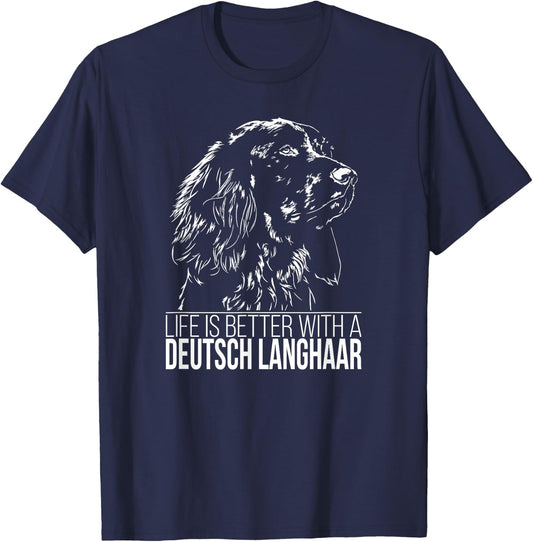 Proud Deutsch Langhaar life is better dog gift present Men Women Girls Kids T-Shirt - T-Shirt | Navy