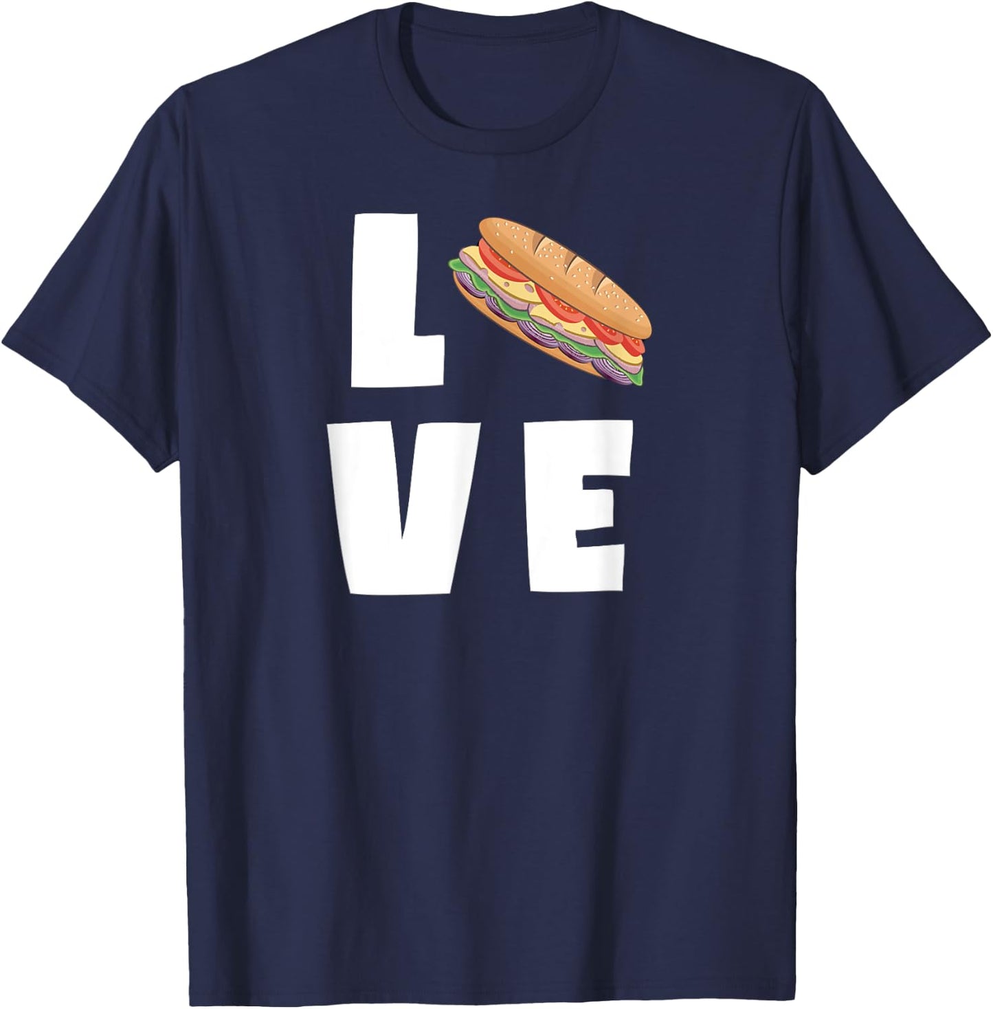 I Love Sub Sandwiches Funny Deli Hero Hoagie Food Lover T-Shirt - T-Shirt | Navy
