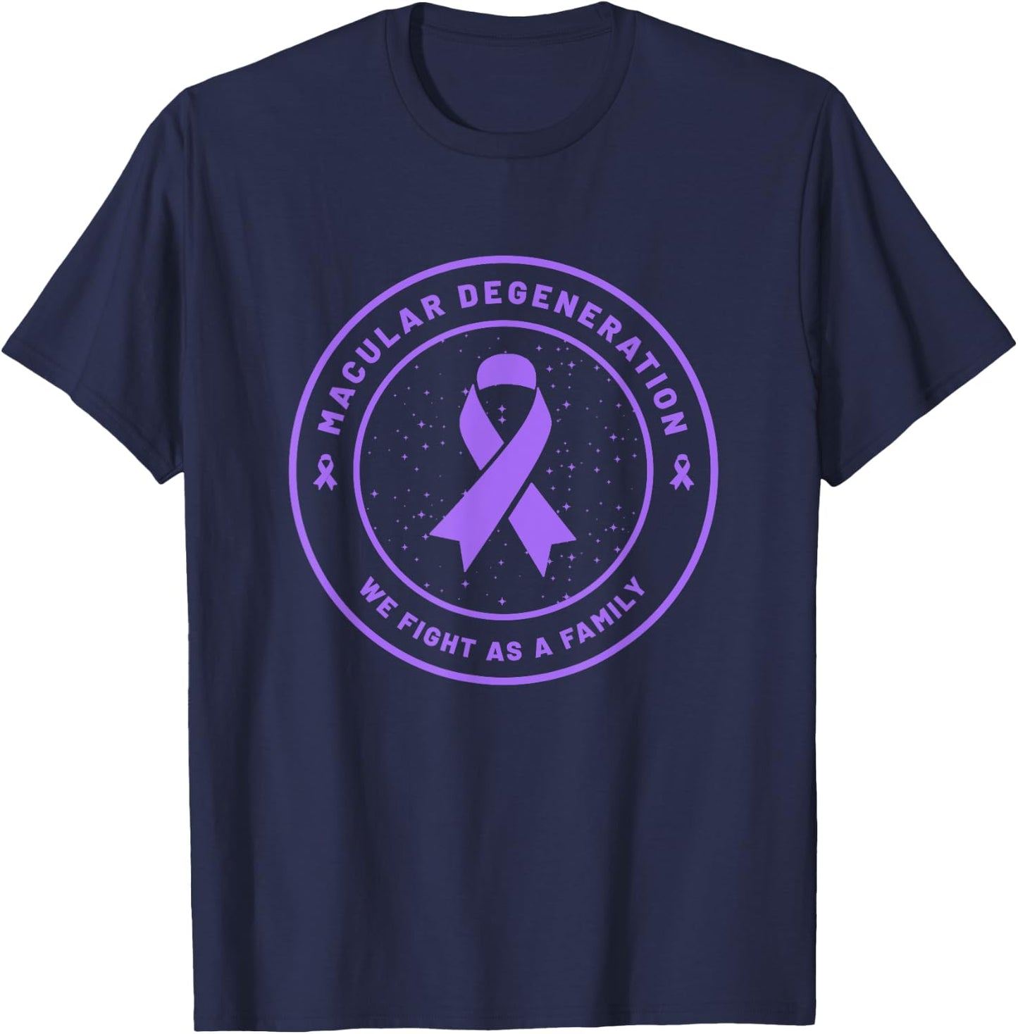 Macular Degeneration Ribbon Awareness Family Support Gift T-Shirt - T-Shirt | Navy