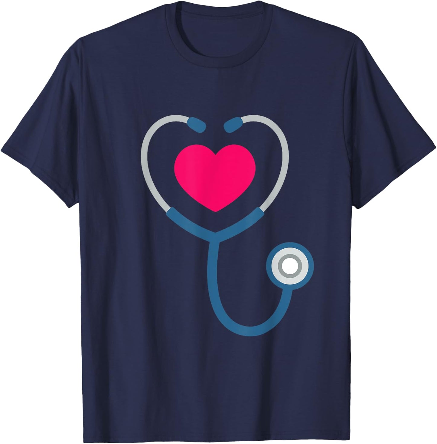 Heart Stethoscope Valentine for Nurse Doctor Gift T-Shirt - T-Shirt | Navy