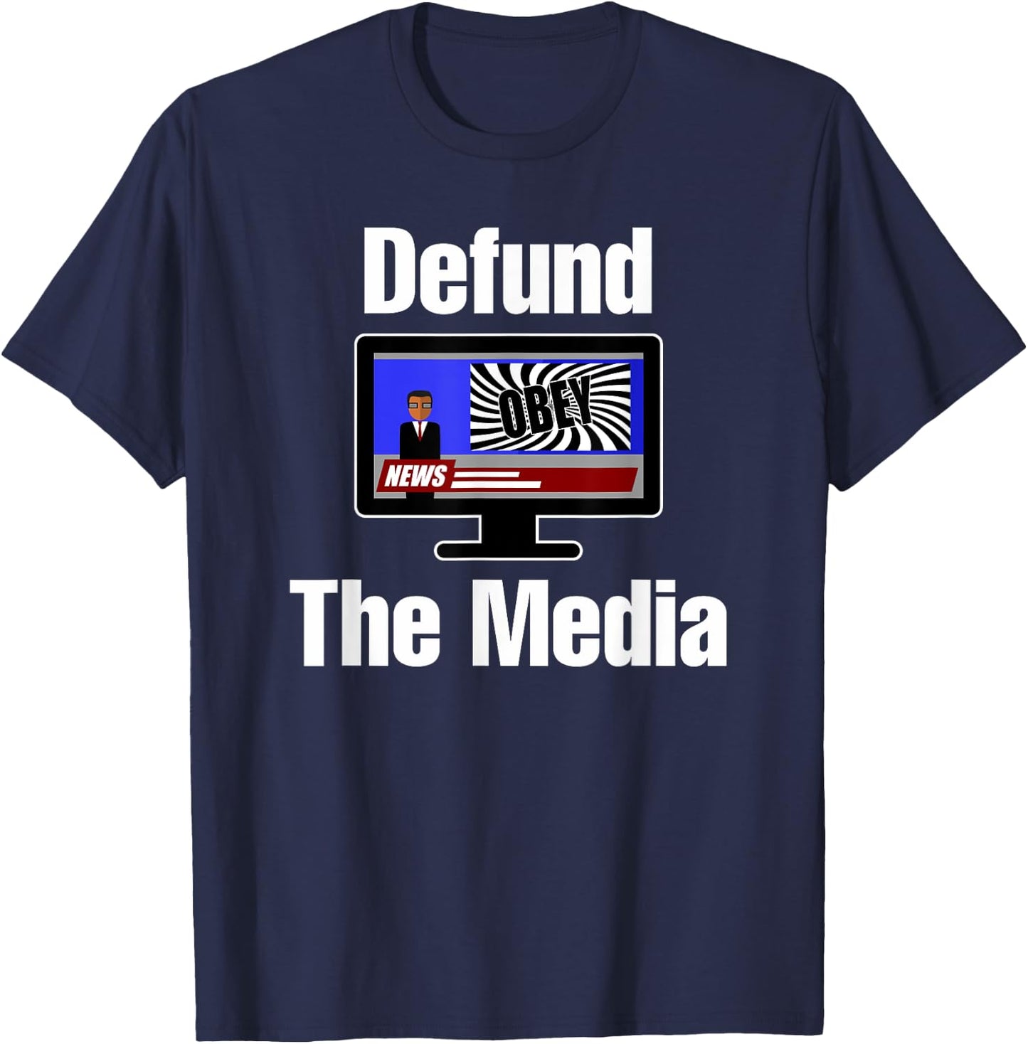 Defund The Media Shirt Fake News Propaganda T-Shirt - T-Shirt | Navy