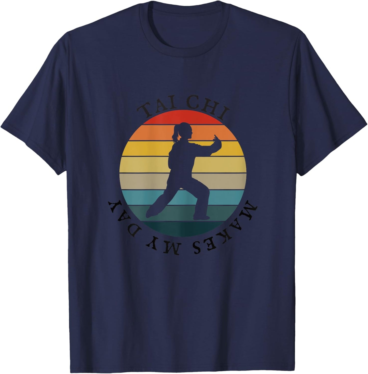 Tai Chi Makes My Day, Women Retro Vintage 80s Yin Yang T-Shirt - T-Shirt | Navy