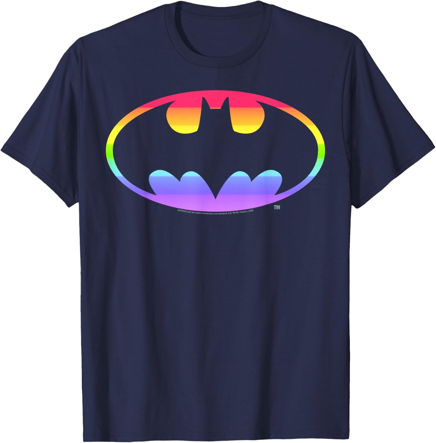 DC Comics Pride Batman Rainbow Gradient Logo Small T-Shirt - T-Shirt | Navy