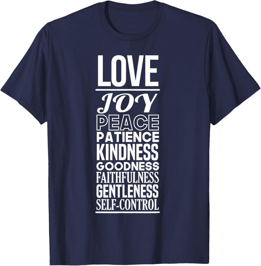 Fruit of the Spirit | Christian Positivity Encouraging T-Shirt - T-Shirt | Navy