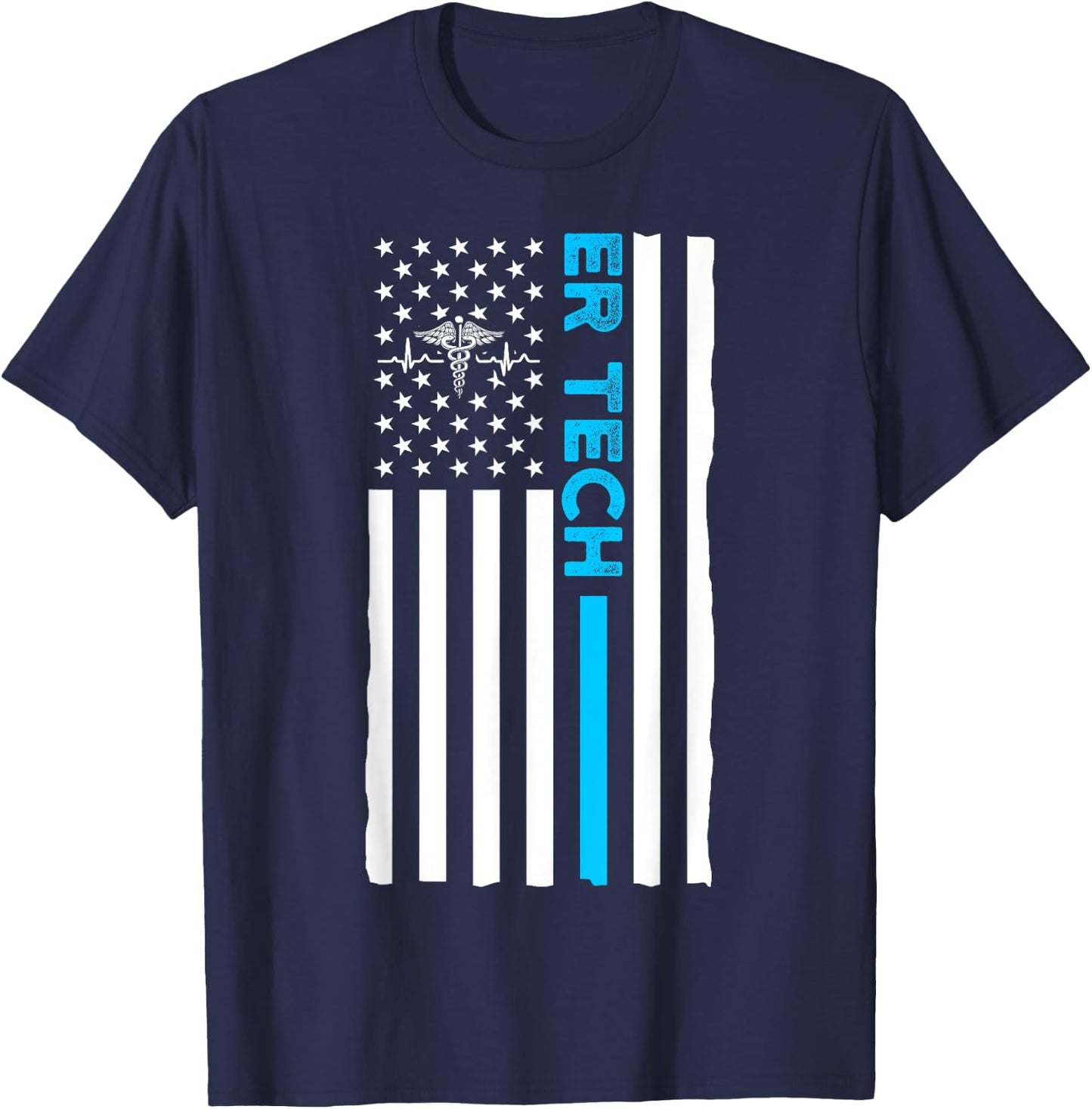 ER Technician US Flag Emergency Room Tech T-Shirt - T-Shirt | Navy