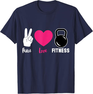 Peace Love Kettlebell Workout Cool Fitness Lover Gift T-Shirt - T-Shirt | Navy