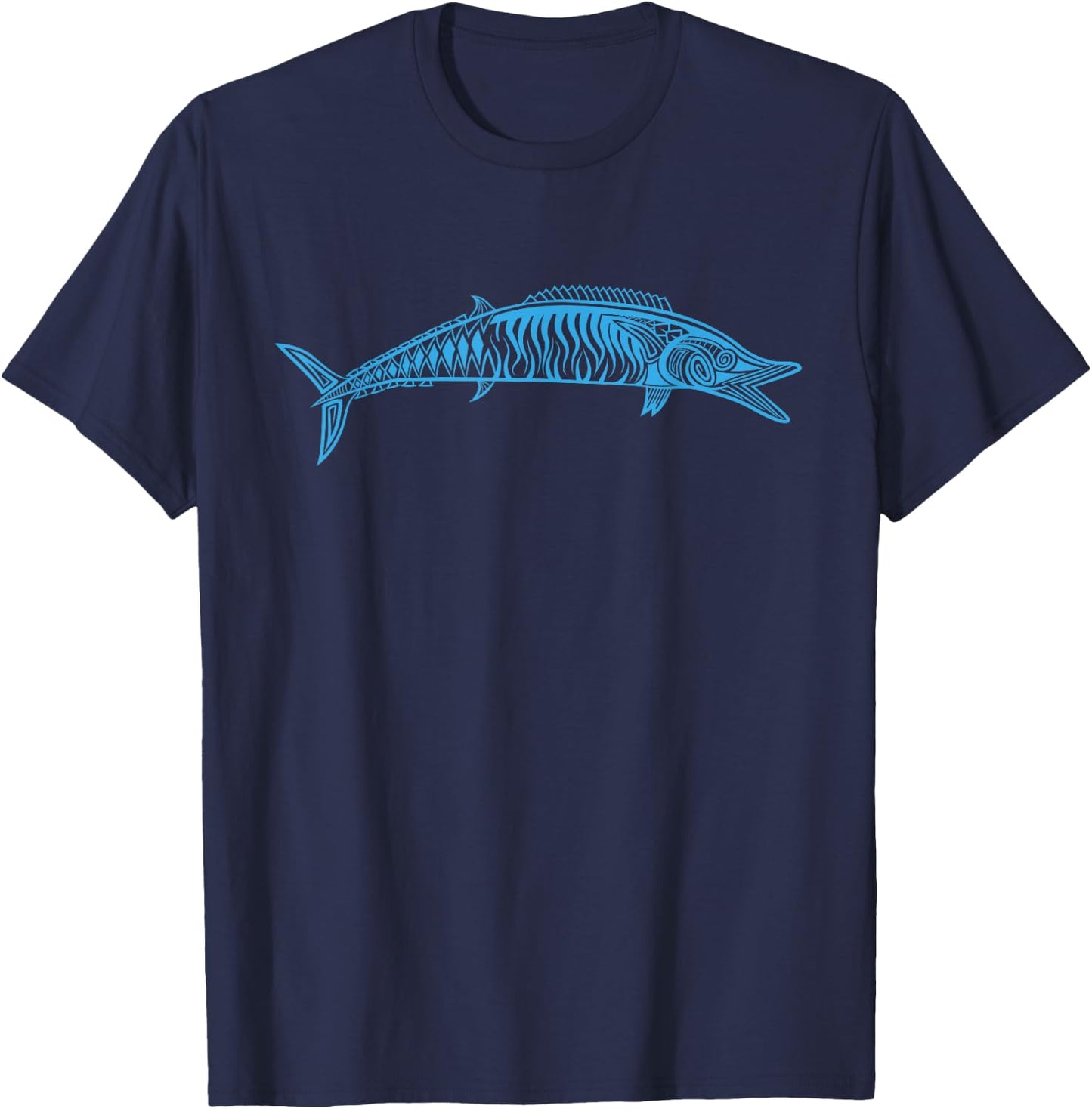 Wahoo Fishing Native Hawaiian - Hawaiian Tribal T-Shirt - T-Shirt | Navy