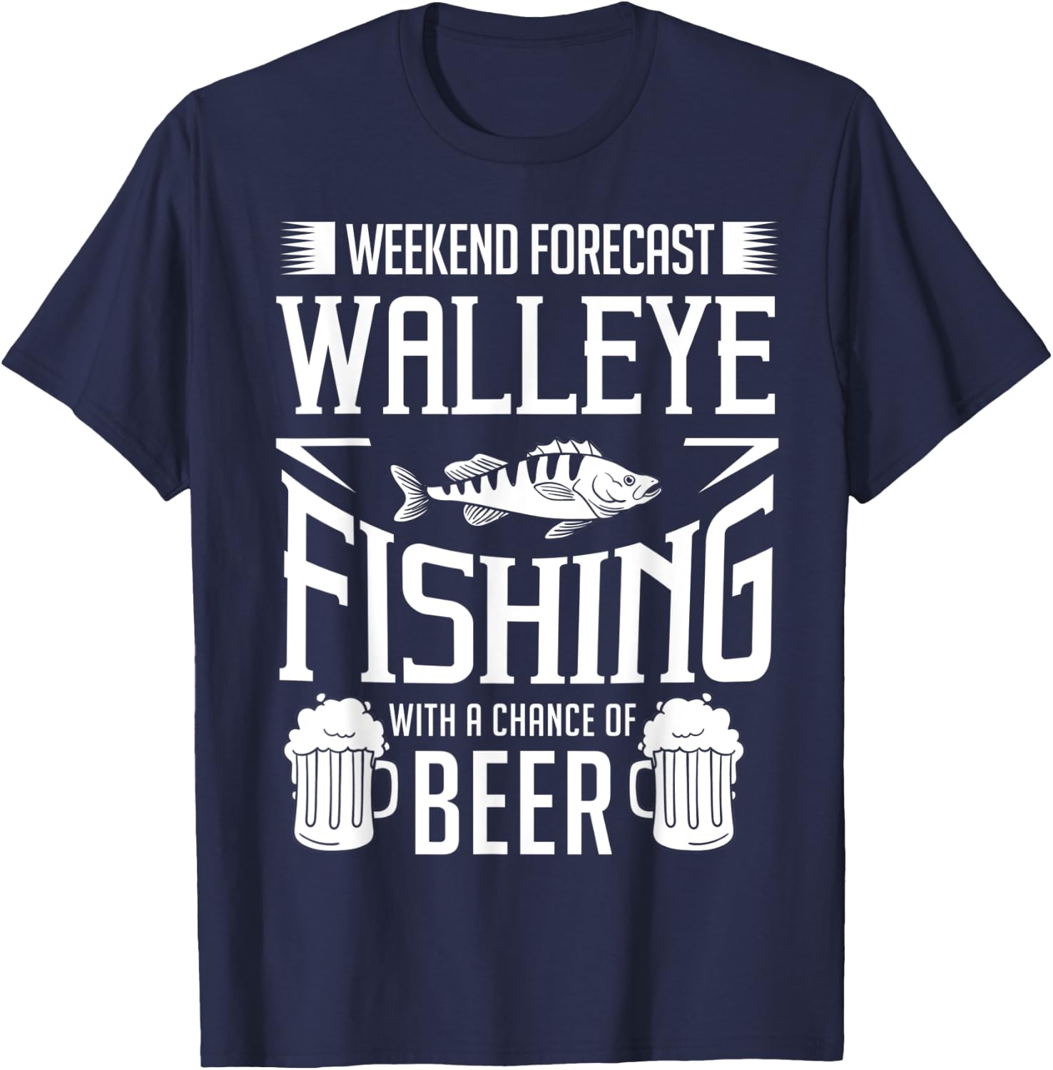Walleye Lure Fishing Gift Walleye Fish Beer T-Shirt - T-Shirt | Navy