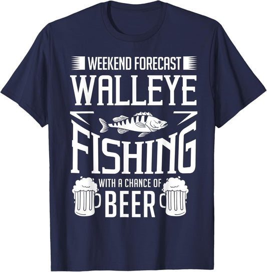 Walleye Lure Fishing Gift Walleye Fish Beer T-Shirt - T-Shirt | Navy