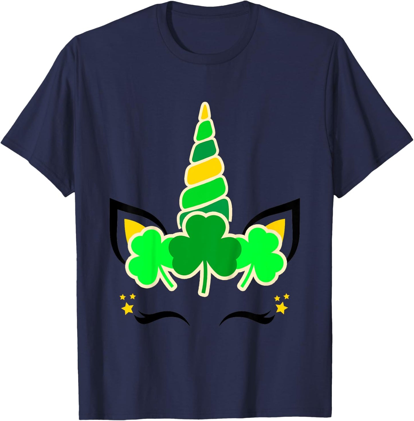Kids Girls St Patricks Day Unicorn Toddler Shamrock Baby Clover T-Shirt - T-Shirt | Navy