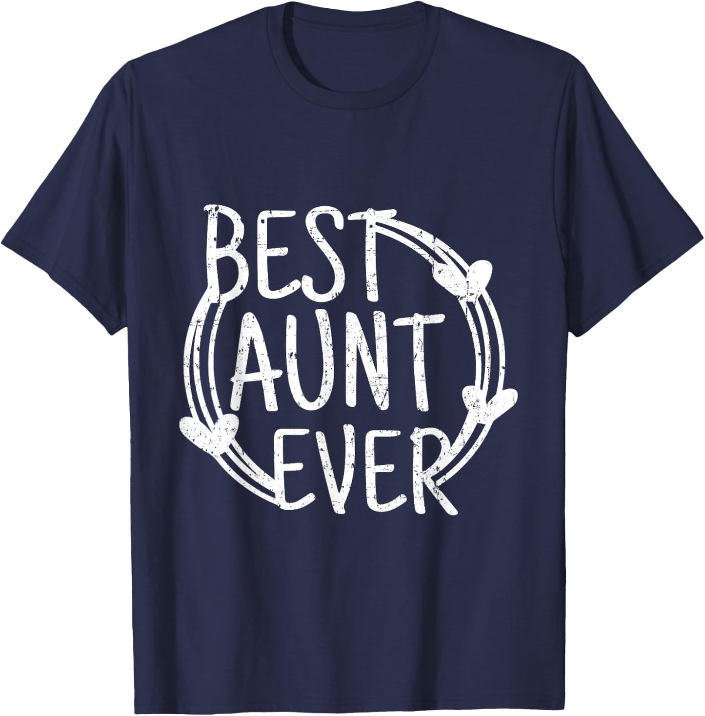 Best Aunt Ever Vintage Distressed T-Shirt - T-Shirt | Navy