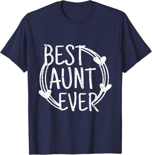 Best Aunt Ever Vintage Distressed T-Shirt - T-Shirt | Navy