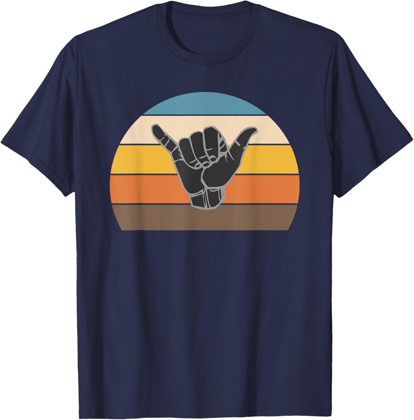 Retro Shaka Hand Surf Sign - Cool Surfer / Surfing Culture T-Shirt - T-Shirt | Navy