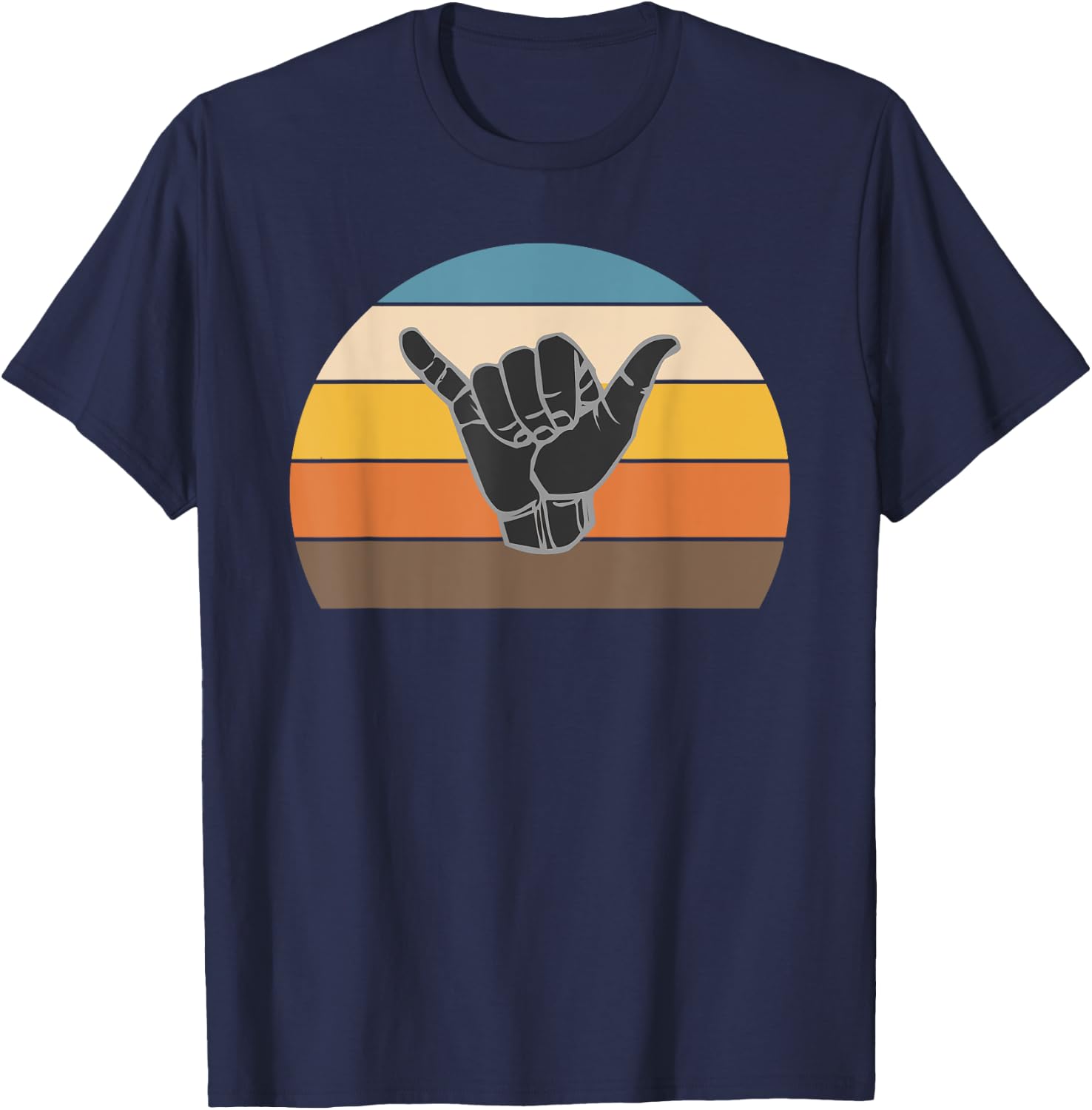 Retro Shaka Hand Surf Sign - Cool Surfer / Surfing Culture T-Shirt - T-Shirt | Navy