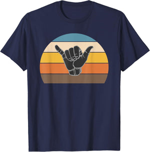 Retro Shaka Hand Surf Sign - Cool Surfer / Surfing Culture T-Shirt - T-Shirt | Navy