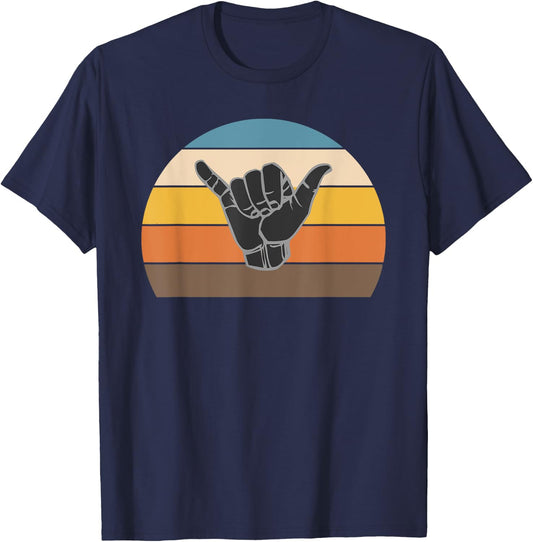 Retro Shaka Hand Surf Sign - Cool Surfer / Surfing Culture T-Shirt - T-Shirt | Navy