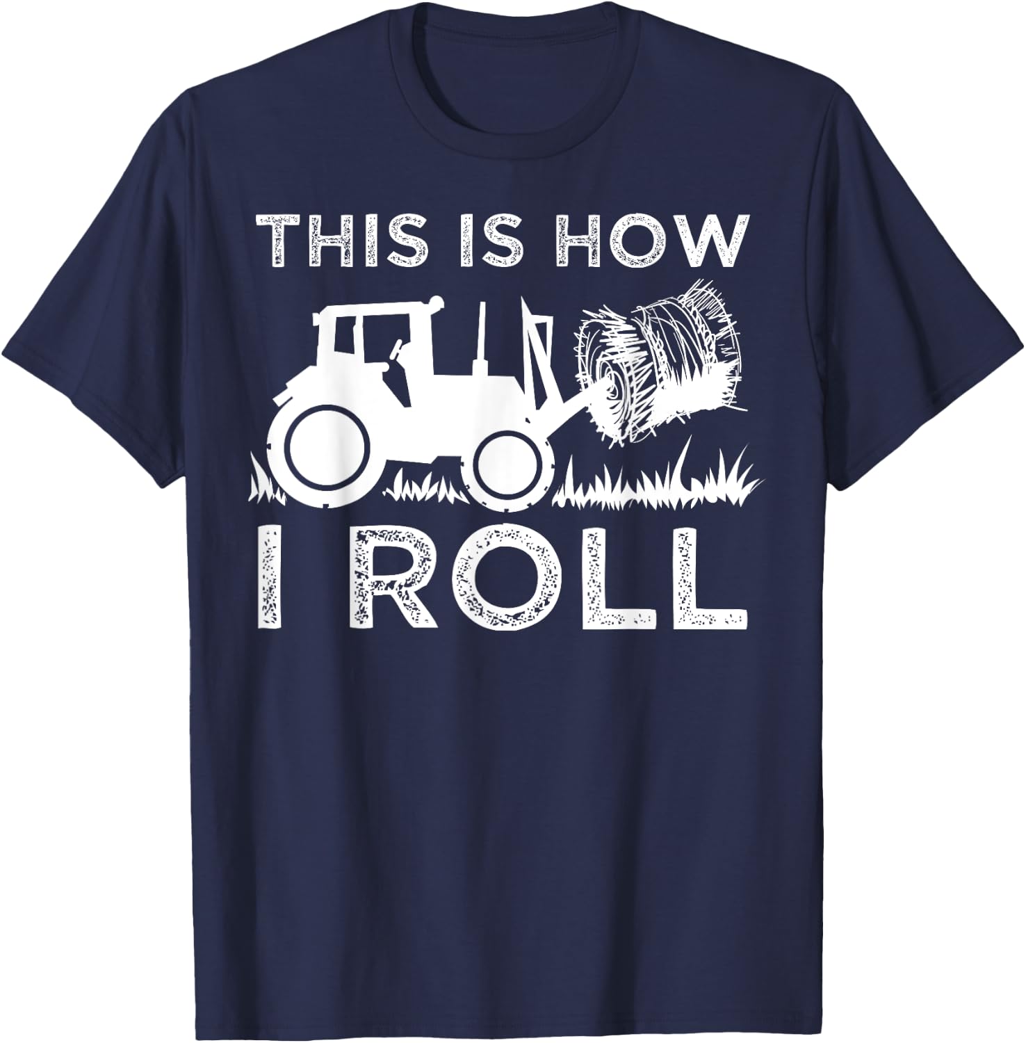 Cute Farm Vehicle Farming Humor Quote Lover Art Funny Hay Bale How I Roll Gift Cool Farmer Tractor Driver -Youth T-Shirt - T-Shirt | Navy