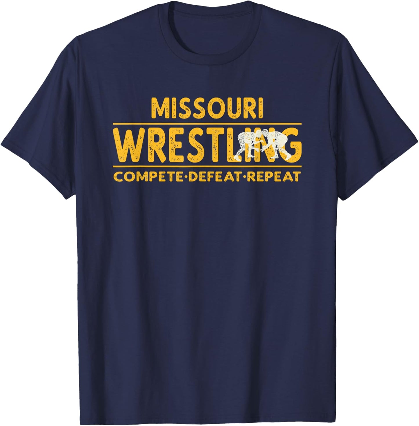 Missouri Wrestling - Compete, Defeat, Repeat T-Shirt - T-Shirt | Navy