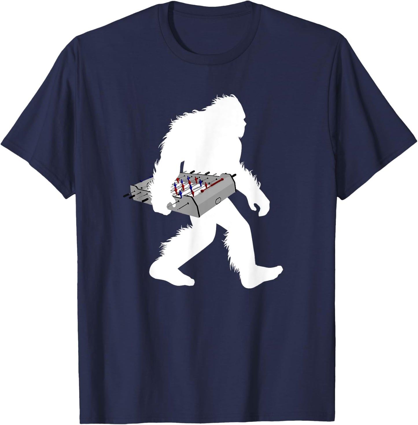 Bigfoot Carrying Foosball Table Football Game Sasquatch T-Shirt - T-Shirt | Navy