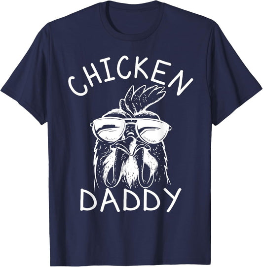 Chicken Daddy Farmer Rooster Poultry Farm - Chicken Dad T-Shirt - T-Shirt | Navy