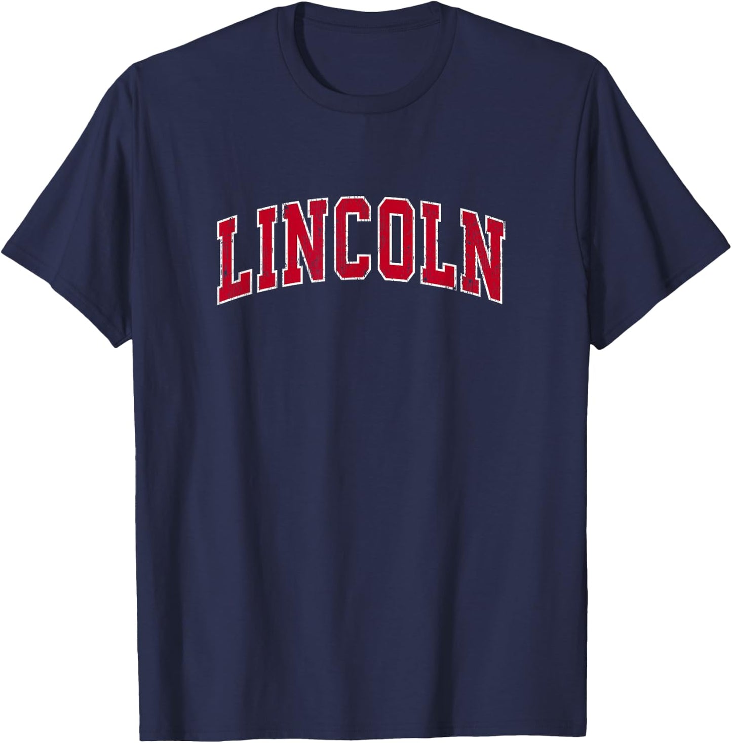 Lincoln California CA Vintage Sports Design Red Design T-Shirt - T-Shirt | Navy
