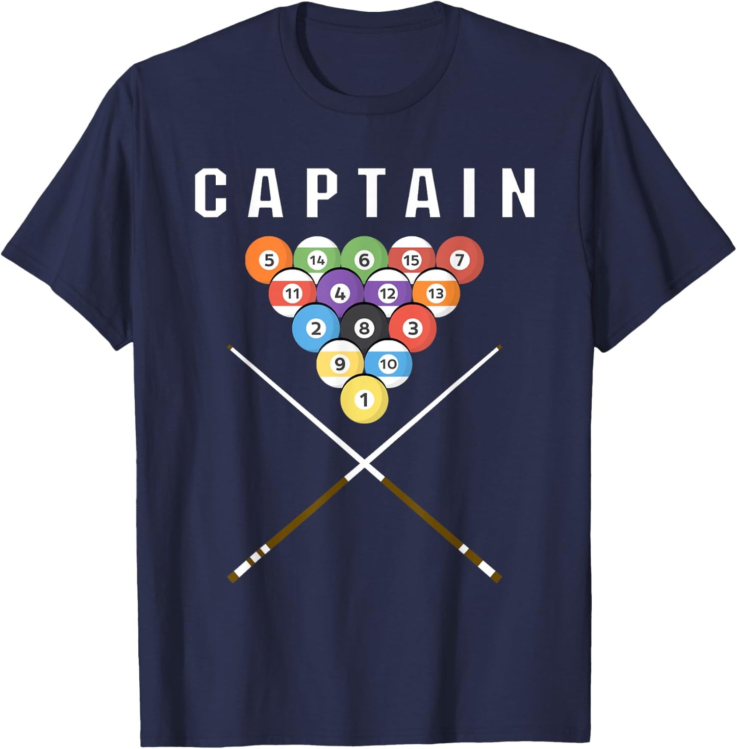 Captain Pool Billiard Team Gift T-Shirt - T-Shirt | Navy