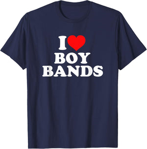 I Love Heart Boy Bands T-Shirt - T-Shirt | Navy