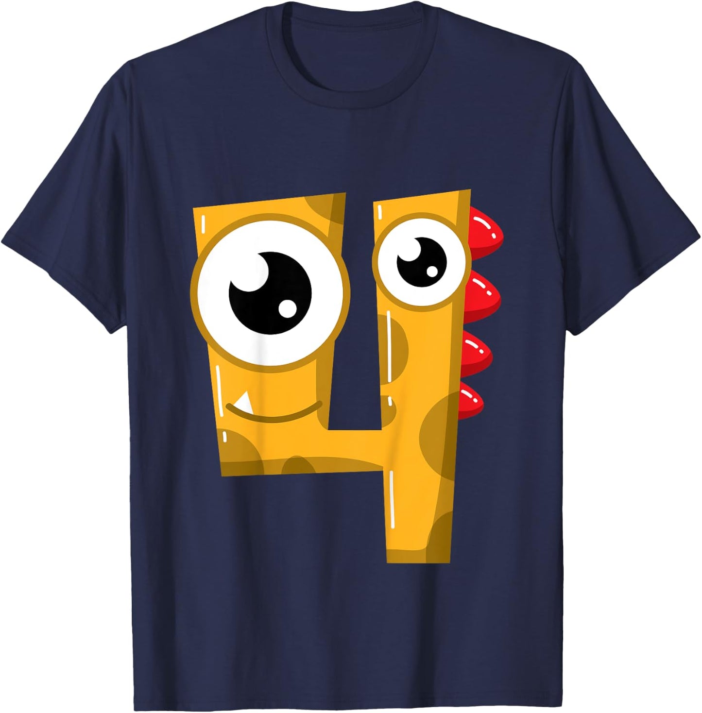 4th Birthday Fun Shirt Gift Funny Little Monster T-Shirt - T-Shirt | Navy